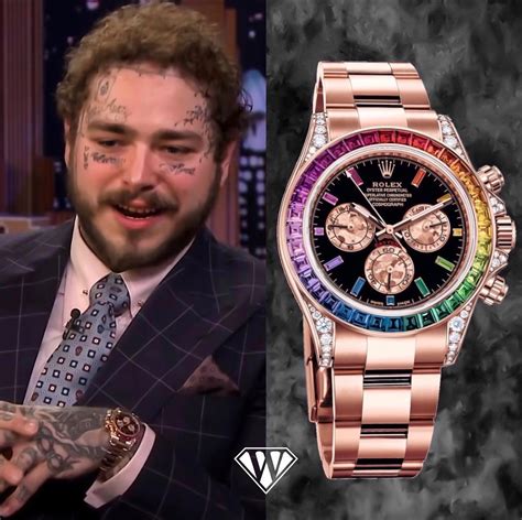 post malone watch rolex rainbow falon|rolex rainbow daytona watch.